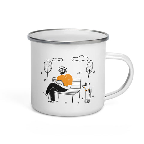 Man and Dog Enamel Mug