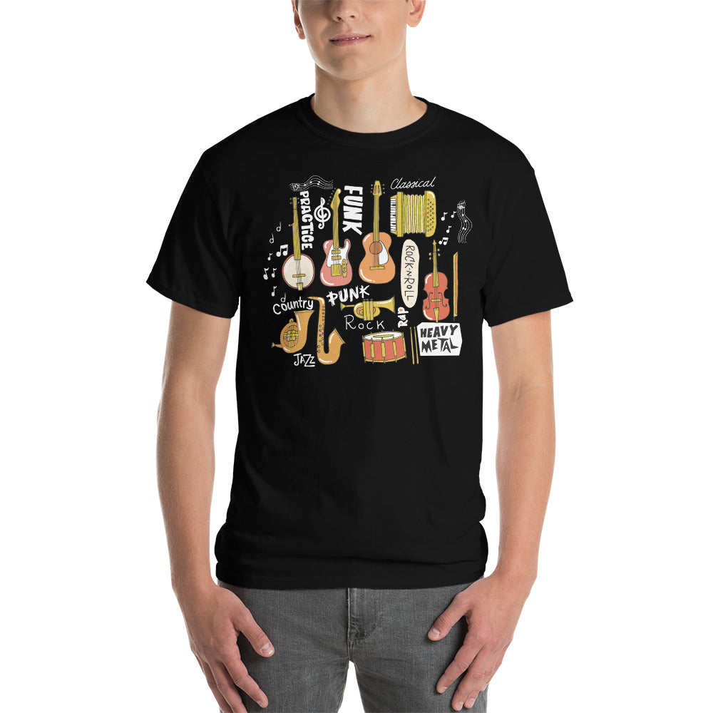 Music Genres T-Shirt – Black Tee With Milk
