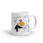 Man and Dog White Glossy Mug